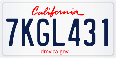 CA license plate 7KGL431