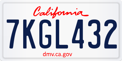 CA license plate 7KGL432