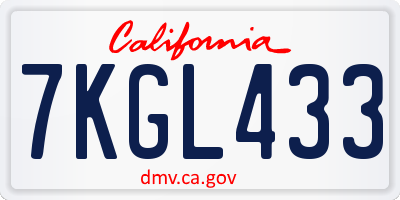 CA license plate 7KGL433