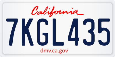 CA license plate 7KGL435