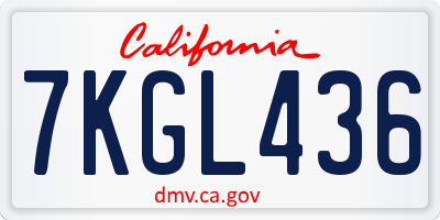 CA license plate 7KGL436