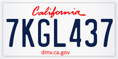 CA license plate 7KGL437