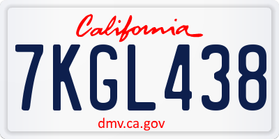 CA license plate 7KGL438