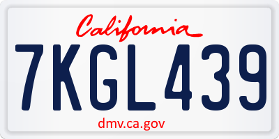 CA license plate 7KGL439