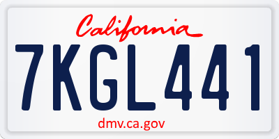 CA license plate 7KGL441