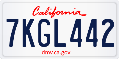 CA license plate 7KGL442