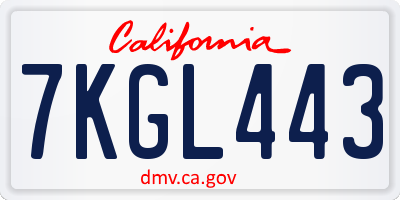 CA license plate 7KGL443
