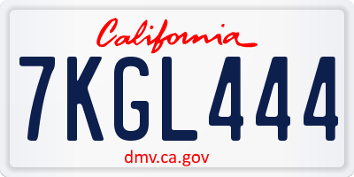 CA license plate 7KGL444