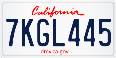 CA license plate 7KGL445