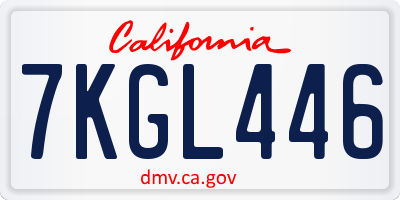 CA license plate 7KGL446