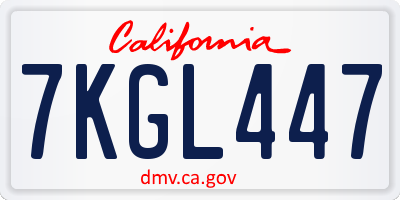 CA license plate 7KGL447
