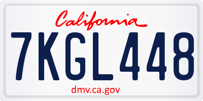 CA license plate 7KGL448