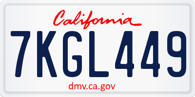 CA license plate 7KGL449