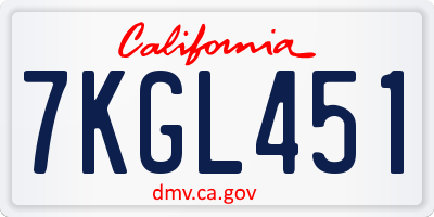 CA license plate 7KGL451