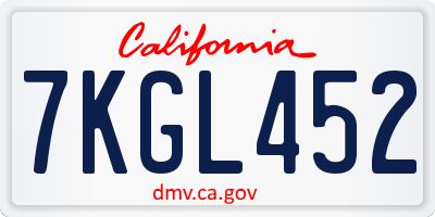 CA license plate 7KGL452