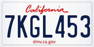 CA license plate 7KGL453