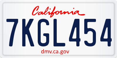 CA license plate 7KGL454