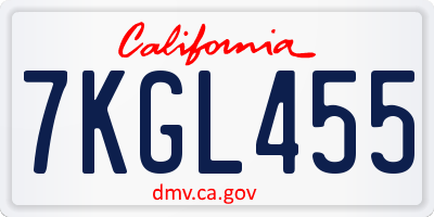 CA license plate 7KGL455