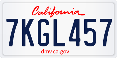 CA license plate 7KGL457