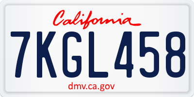 CA license plate 7KGL458