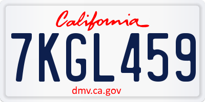 CA license plate 7KGL459
