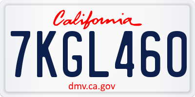 CA license plate 7KGL460