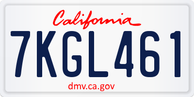 CA license plate 7KGL461