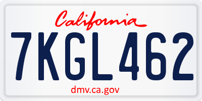 CA license plate 7KGL462