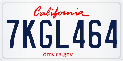 CA license plate 7KGL464