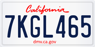 CA license plate 7KGL465
