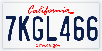 CA license plate 7KGL466