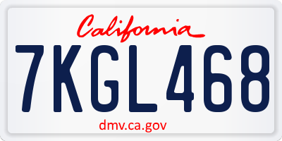 CA license plate 7KGL468