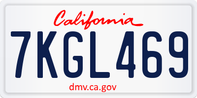 CA license plate 7KGL469