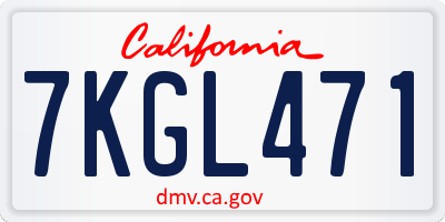 CA license plate 7KGL471