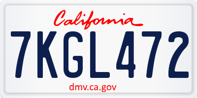 CA license plate 7KGL472