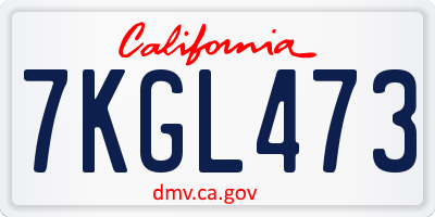 CA license plate 7KGL473