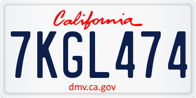 CA license plate 7KGL474