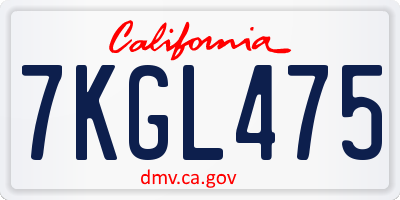 CA license plate 7KGL475
