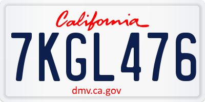 CA license plate 7KGL476