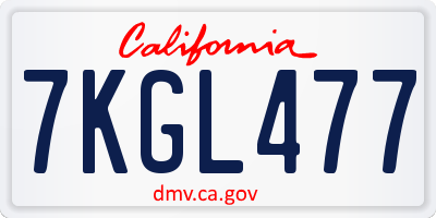 CA license plate 7KGL477