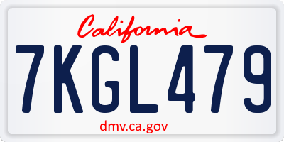 CA license plate 7KGL479