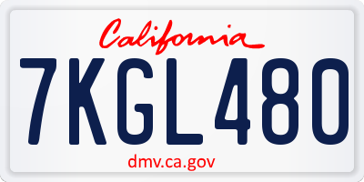 CA license plate 7KGL480