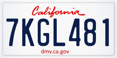 CA license plate 7KGL481