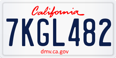 CA license plate 7KGL482