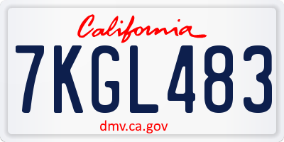 CA license plate 7KGL483