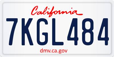 CA license plate 7KGL484