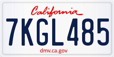 CA license plate 7KGL485