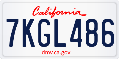 CA license plate 7KGL486