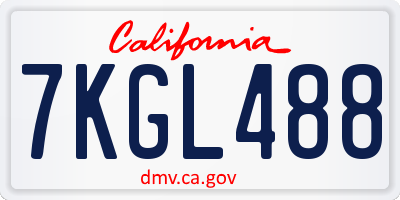CA license plate 7KGL488