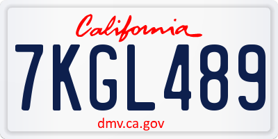 CA license plate 7KGL489